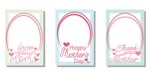 Set of Mother's day template. Happy mother's day message greeting card. Mother's day template collection. Vector illustration. 