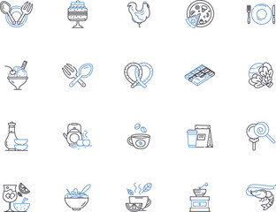 Gastronomy outline icons collection. Cuisine, Cookery, Food, Dishes, Tastes, Dining, Appetizers vector and illustration concept set. Seasonings, Confections, Flavors linear signs