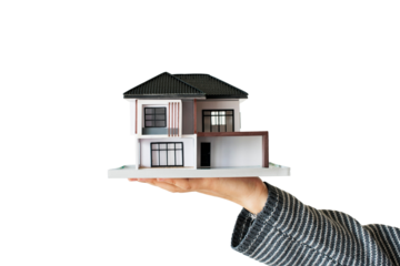 hand presenting model house home loan campaign png