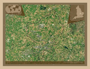 North Northamptonshire, England - Great Britain. Low-res satellite. Labelled points of cities