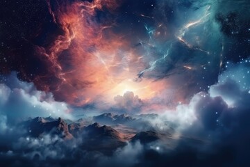 Obraz na płótnie Canvas Enchanted Skies: A Mystic Fantasy of Stars and Clouds - Generative AI 13