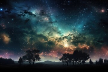 Fototapeta na wymiar Enchanted Skies: A Mystic Fantasy of Stars and Clouds - Generative AI 6