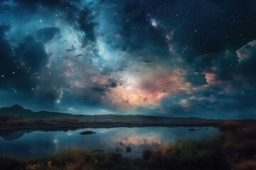 Fototapeta na wymiar Enchanted Skies: A Mystic Fantasy of Stars and Clouds - Generative AI 3