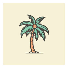 Coconut tree cartoon style, vector art and illustration.