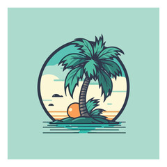 Coconut tree cartoon style, vector art and illustration.