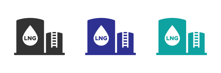 LNG terminal glyph vector icons set - obrazy, fototapety, plakaty