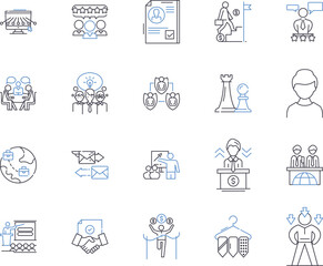 Proptech outline icons collection. Proptech, Real Estate, Innovation, Technology, AI, Digital, Automation vector and illustration concept set. Blockchain, AR/VR, Leasing linear signs