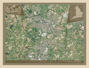 Nuneaton and Bedworth, England - Great Britain. High-res satellite. Labelled points of cities