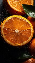 Fototapeta na wymiar Fresh oranges background - generative ai
