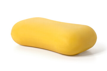 Piece of yellow toilet soap on a white background. Full depth of field. With clipping path