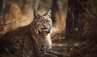 Fototapeta premium photo of bobcat in its natural habitat. Generative AI