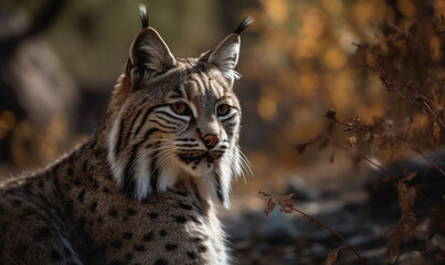 Fototapeta premium photo of bobcat in its natural habitat. Generative AI