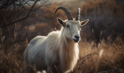 photo of Boer, South African breed of goat in its natural habitat. Generative AI