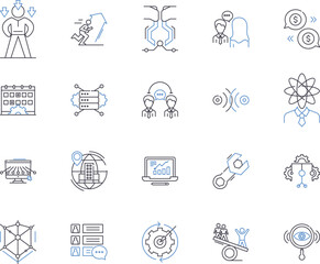Cooperation outline icons collection. Collaboration, Joint-effort, Alliance, Partnership, Interdependence, Shared-goal, Accord vector and illustration concept set. Teamwork, Coordination, Sharing