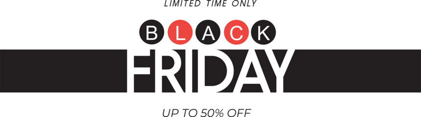 Black Friday Sale Banner Modern Minimal Design with Black and White Typography. Template for promotional, advertising, web, social and fashion ads. Vector illustration.