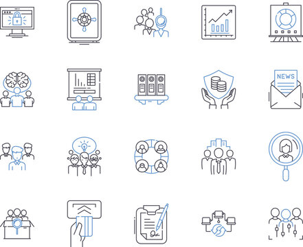 Sharing Economy outline icons collection. Collaborative, Network, Exchange, Disintermediation, Platform, Commercialization, Collaboration vector and illustration concept set. Connectivity
