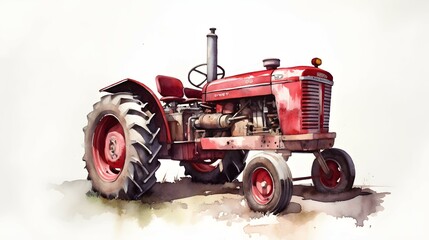 A tractor during the harvest colorful illustration. Generative AI