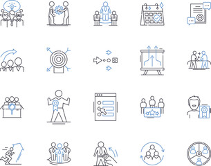 Corporate business outline icons collection. Company, Management, Business, Corporate, Organization, Investment, Strategy vector and illustration concept set. Planning, Career, Enterprise linear signs