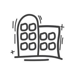 doodle commercial building icon outline