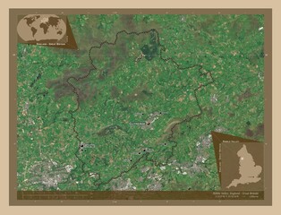 Ribble Valley, England - Great Britain. Low-res satellite. Labelled points of cities