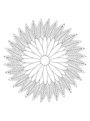 
 Flowers  Leaves Coloring page Adul and Flower Outline Illustration for Covering Book. Coloring book for kids and adults.