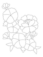 Flower Outline Illustration for Covering Book. Coloring book for kids and adults. animal Aloha Hawaii vector floral artwork. Coloring book pages for adults 