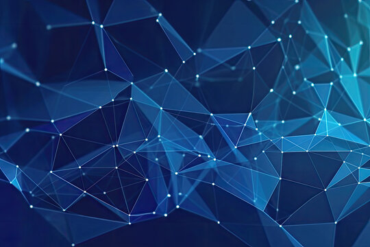 Blue geometric network image background, Generative AI