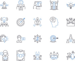 Holding company outline icons collection. holding, company, conglomerate, parent, investment, acquire, finance vector and illustration concept set. diversified, multinational, corporate linear signs