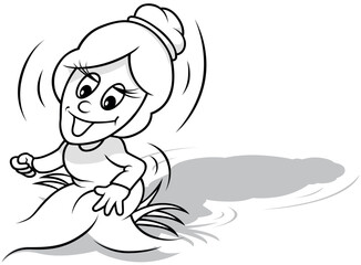 Drawing of a Funny Fairy Sitting in a Grass