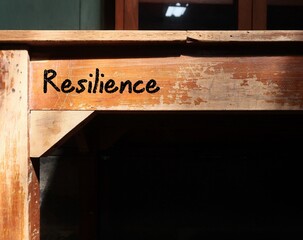 Desk with word inscription RESILIENCE, means capacity to recover quickly from difficulties and...