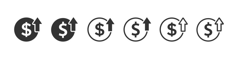 Cost increase vector flat icons collection