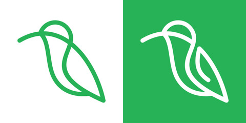 bird and leaf logo design line icon vector illustration