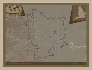 Selby, England - Great Britain. Sepia. Labelled points of cities
