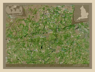 Sevenoaks, England - Great Britain. High-res satellite. Labelled points of cities