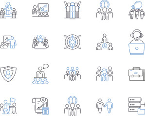 Hedge fund outline icons collection. Hedge, Fund, Investing, Investment, Management, Manager, Strategies vector and illustration concept set. Strategy, Returns, Return linear signs