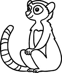 lemur coloring outline © FUWAFAIN