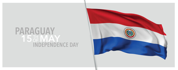 Paraguay happy independence day greeting card, banner with template text vector illustration