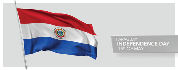 Paraguay happy independence day greeting card, banner vector illustration