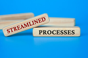 Streamlined process text on wooden blocks. Business culture and Operational excellence concept