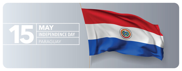 Paraguay happy independence day greeting card, banner vector illustration
