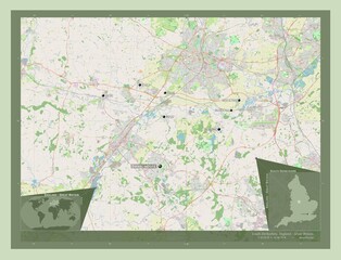 South Derbyshire, England - Great Britain. OSM. Labelled points of cities