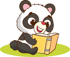 cute panda reading a book vector illustration © serkan