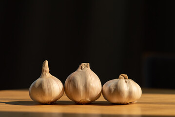 garlic on wooden background