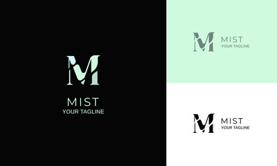 broken letter M shape logo design template