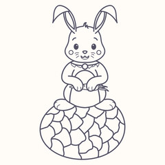 cute bunny coloring book is in a broken egg.