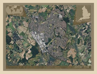 Stevenage, England - Great Britain. High-res satellite. Labelled points of cities
