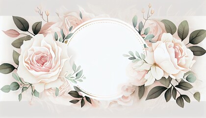 Beautiful watercolor floral illustration frame background with empty space Generative AI