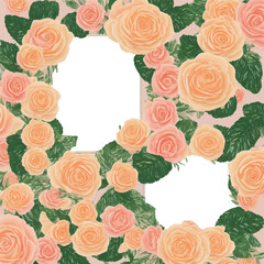 Watercolor plant floral garden frame art vector illustration for a wedding invitation