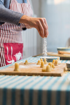 Working with dough of traditional catalonian pastry
