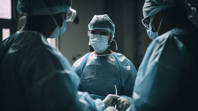 Image Generated AI. Medical team performing a surgery, Generative AI
